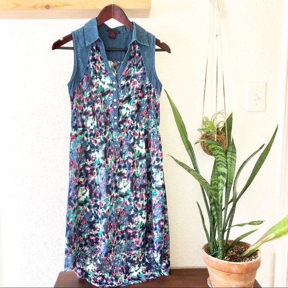 Imaginary Voyage Dresses & Skirts - Floral dress with jean collar